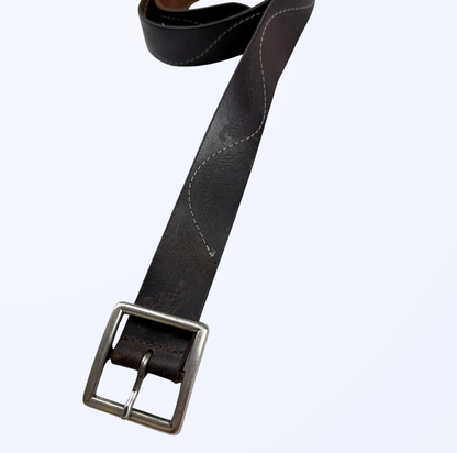 Just Jeans Ledergürtel Dunkelbraun weiße Naht