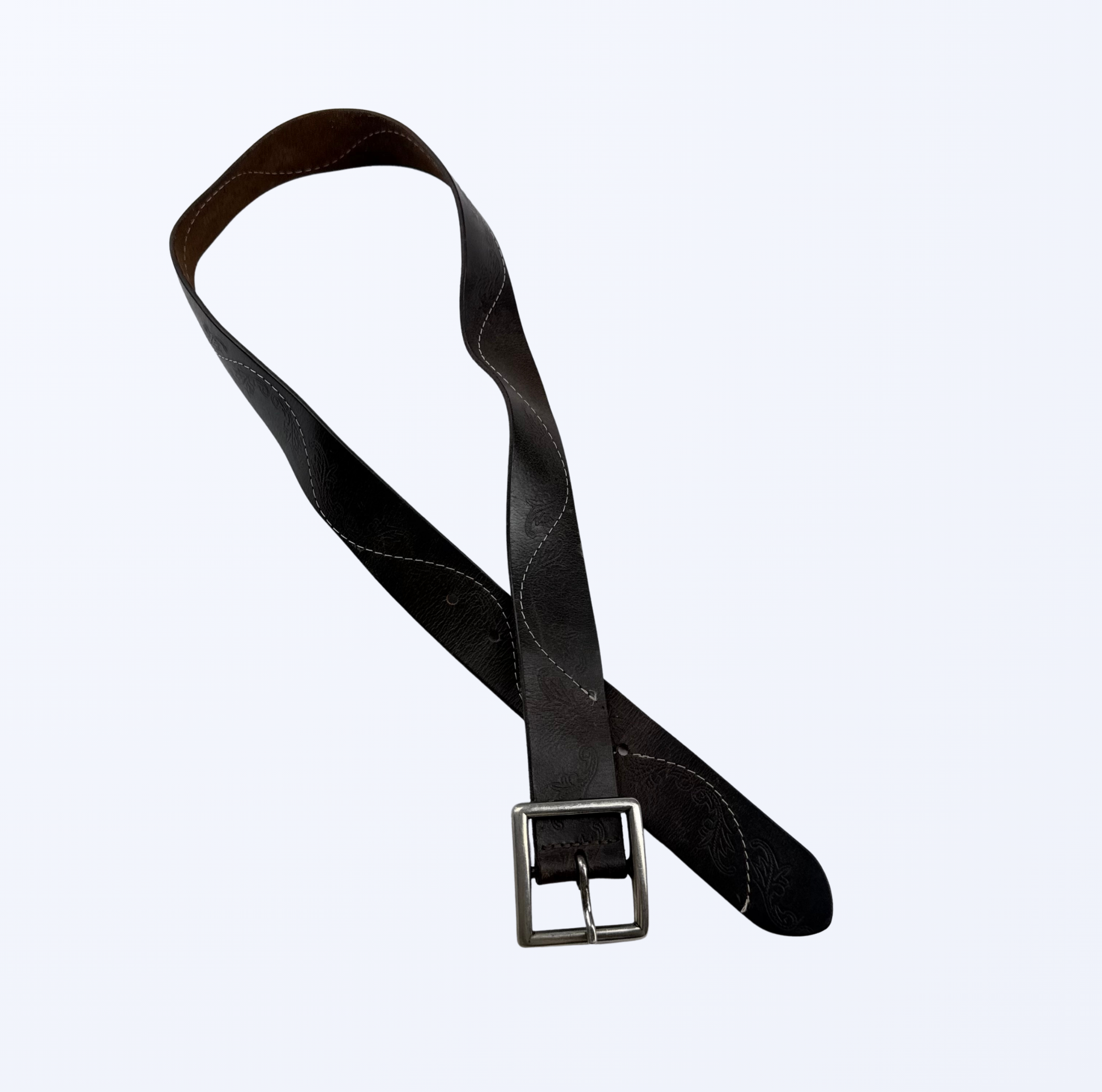 Just Jeans Ledergürtel Dunkelbraun weiße Naht