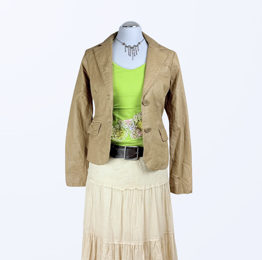 Just Jeans Lederjacke Lederblazer beige Teos Vintage Onlineshop