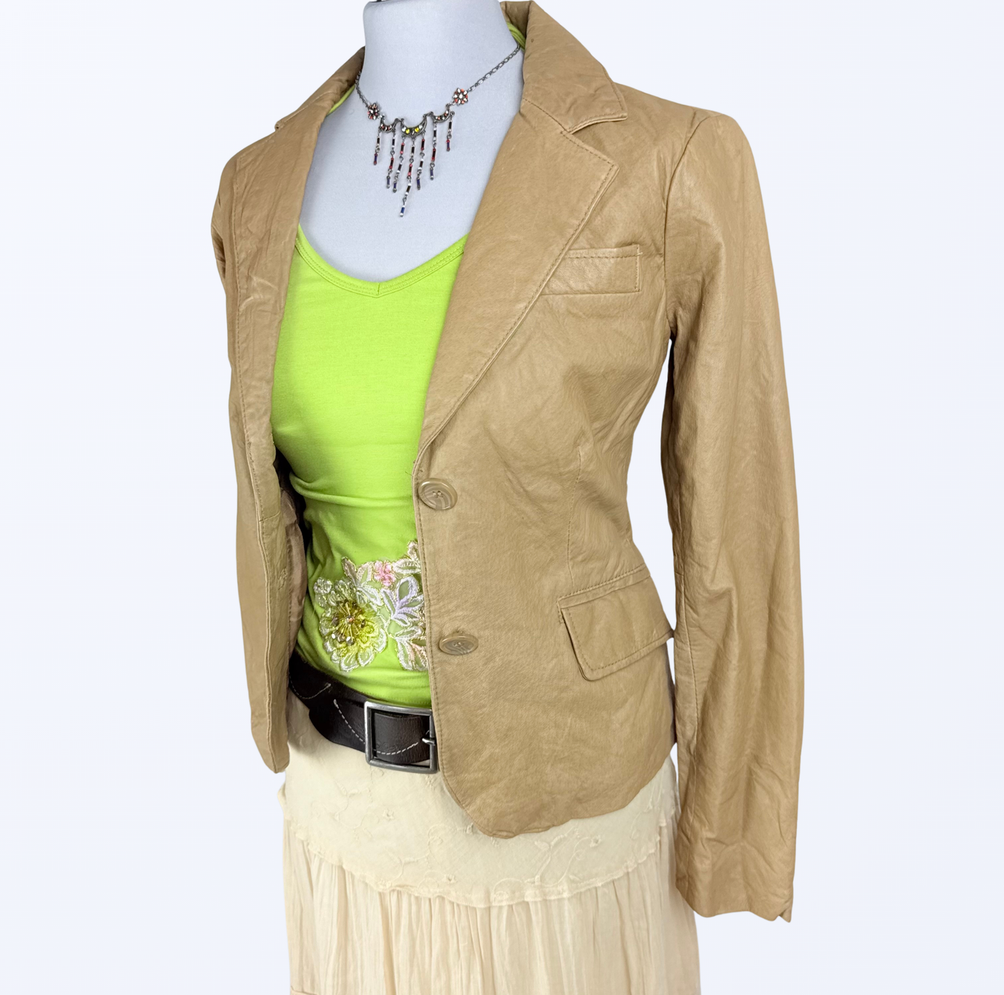 Just Jeans Lederjacke Lederblazer beige Teos Vintage Onlineshop