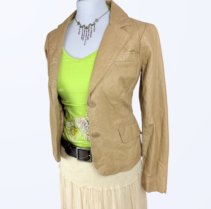 Just Jeans Lederjacke Lederblazer beige Teos Vintage Onlineshop