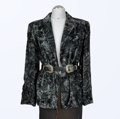 Vintage Samtblazer schwarz silber goth grunge 90s Style Teos Vintage Online Shop