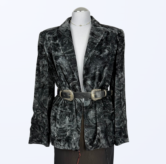 Vintage Samtblazer schwarz silber goth grunge 90s Style Teos Vintage Online Shop