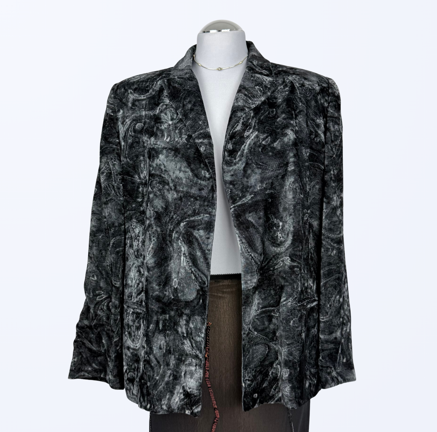 Vintage Samtblazer schwarz silber goth grunge 90s Style Teos Vintage Online Shop