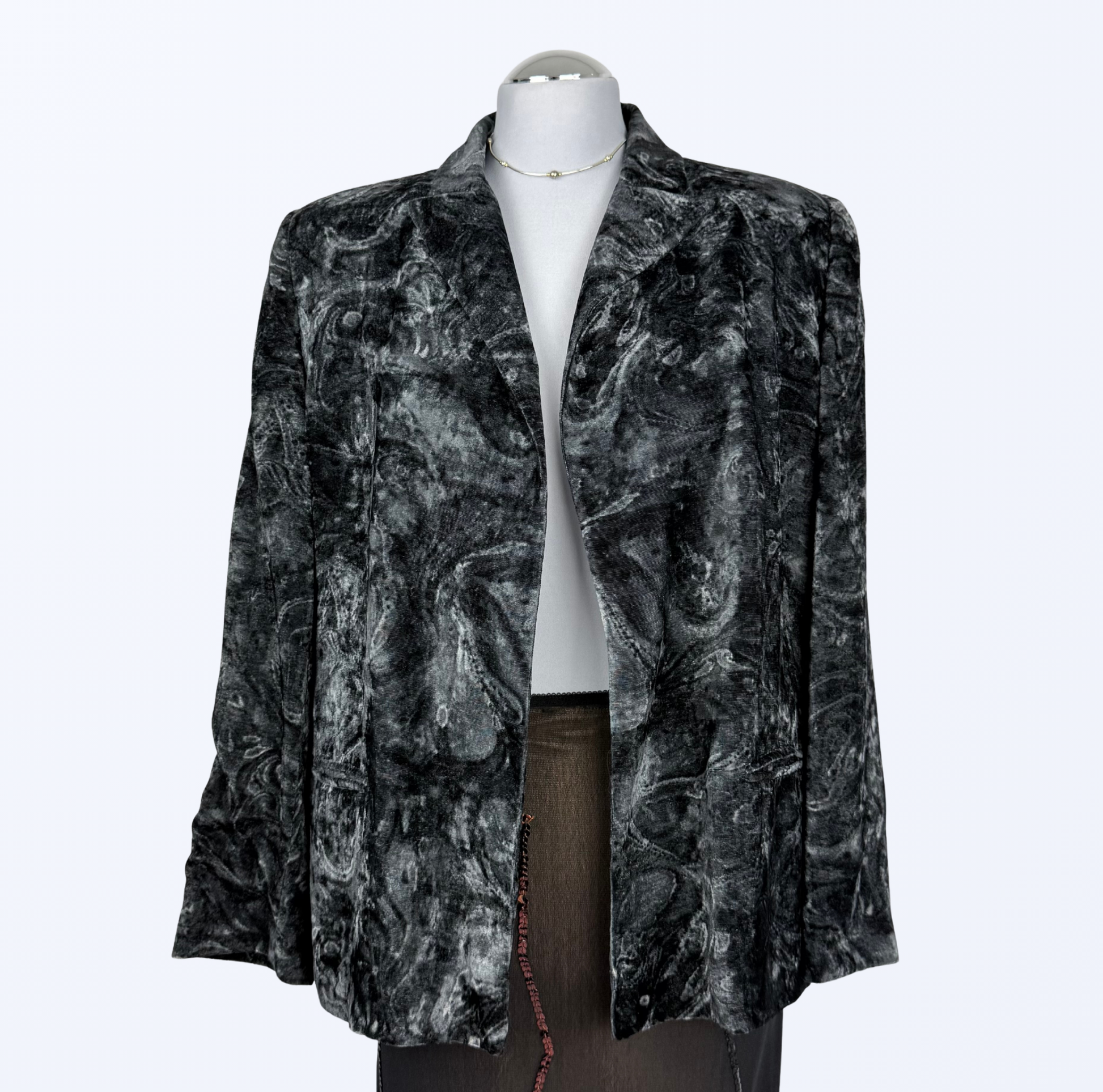 Vintage Samtblazer schwarz silber goth grunge 90s Style Teos Vintage Online Shop