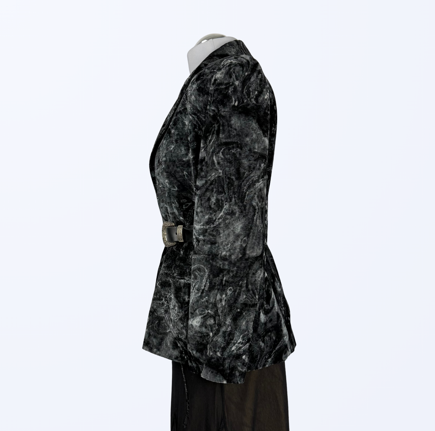 Vintage Samtblazer schwarz silber goth grunge 90s Style Teos Vintage Online Shop