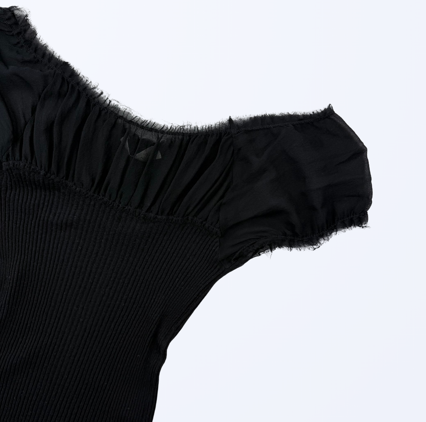 Kaos Top Off Shoulder Mesh schwarz Gr. M/L Teos Vintage Onlineshop