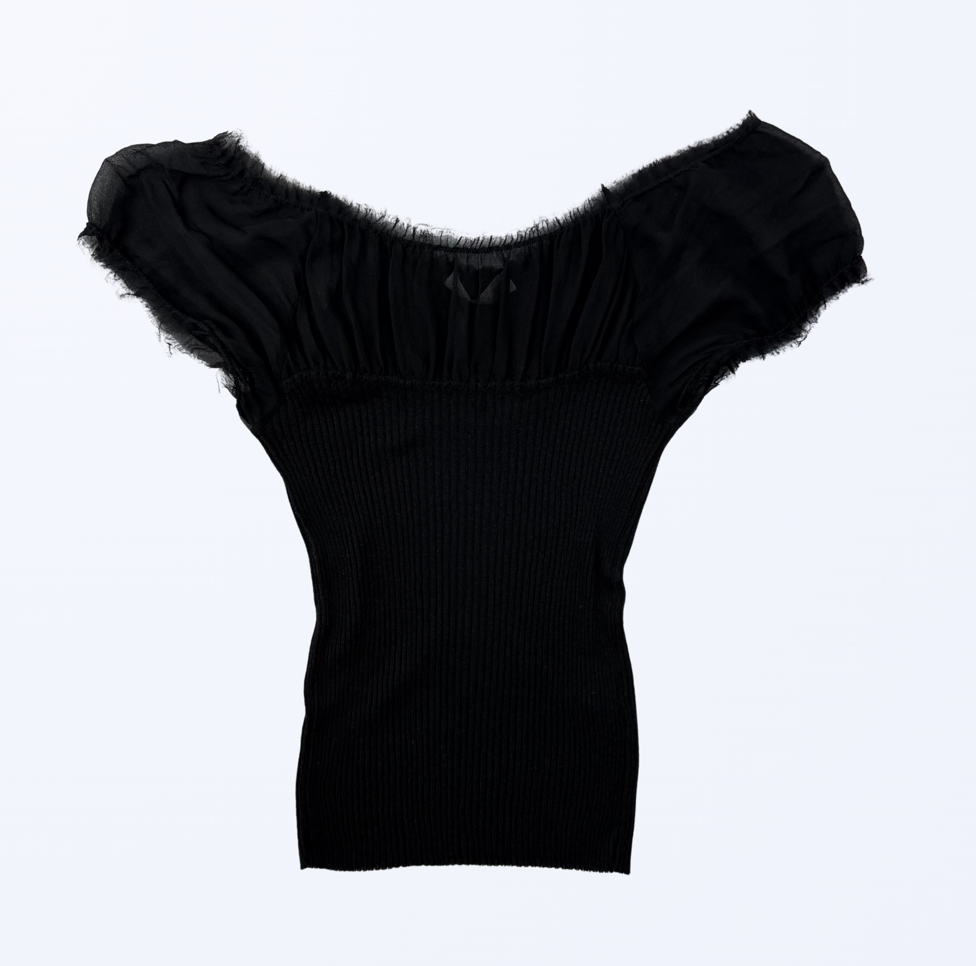 Kaos Top Off Shoulder Mesh schwarz Gr. M/L Teos Vintage Onlineshop