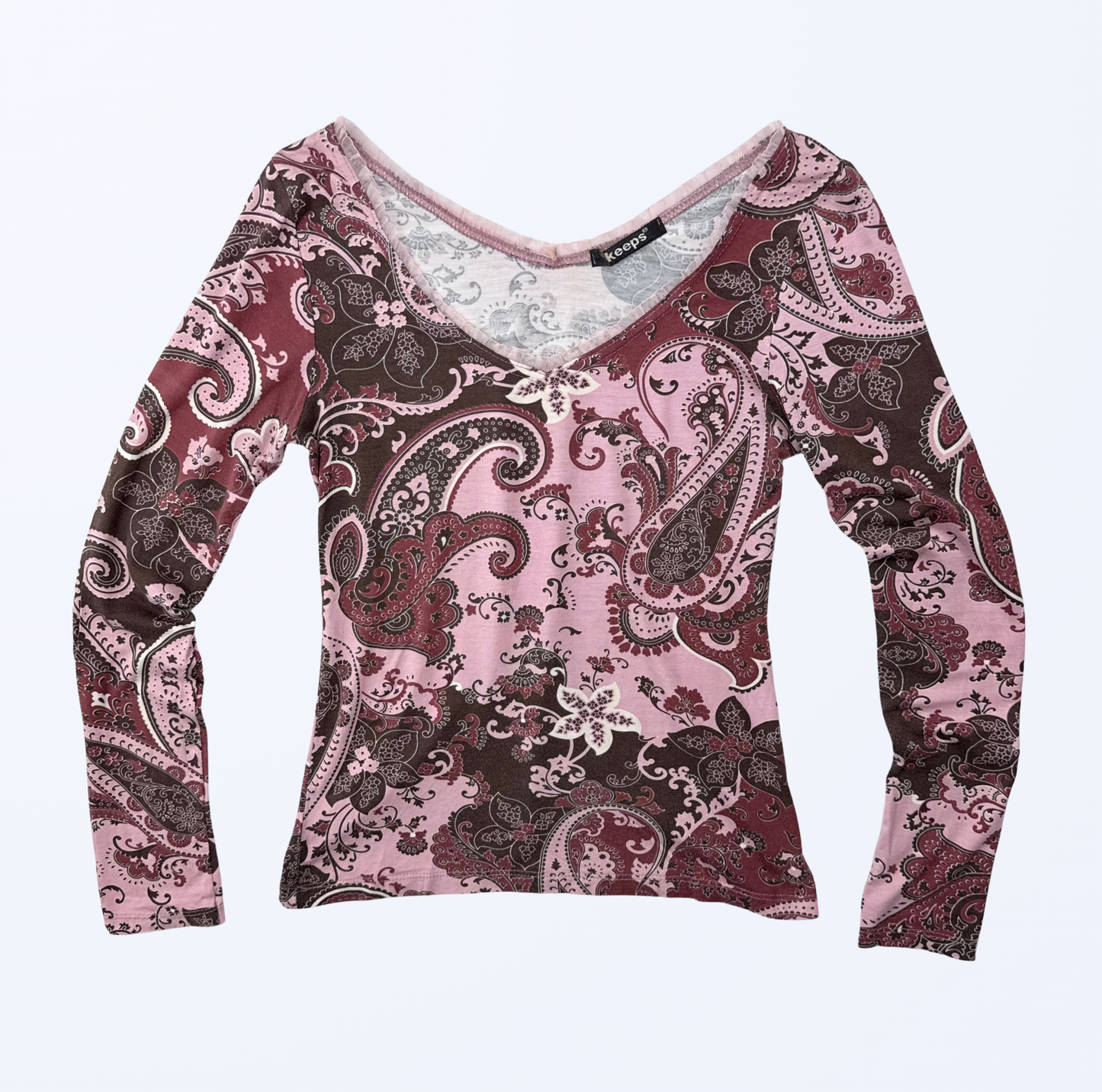 Keeps Longsleeve Floral Pasley rosa rot Teos Vintage Onlineshop
