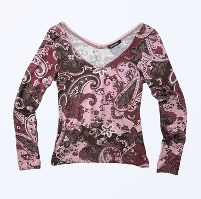 Keeps Longsleeve Floral Pasley rosa rot Teos Vintage Onlineshop
