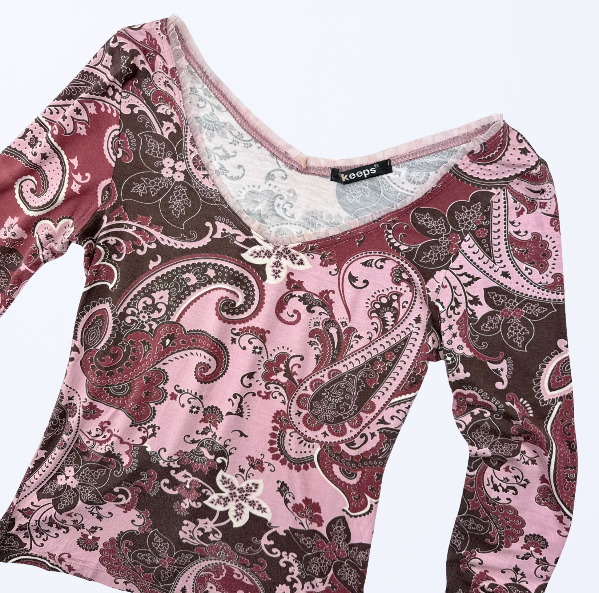 Keeps Longsleeve Floral Pasley rosa rot Teos Vintage Onlineshop