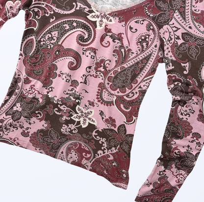 Keeps Longsleeve Floral Pasley rosa rot Teos Vintage Onlineshop