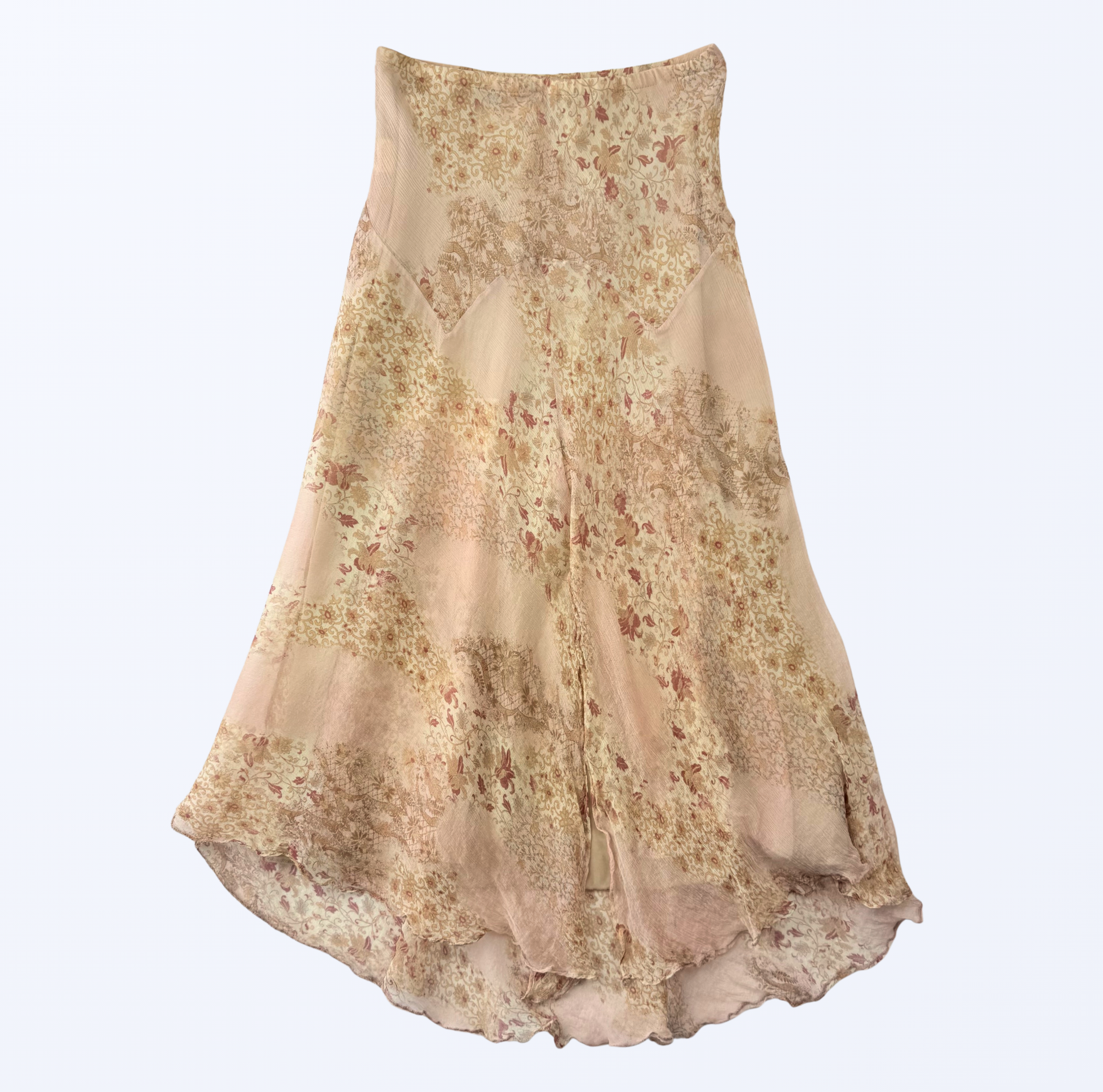 Koan Maxirock Seide Rosa Beige Teos Vintage Onlineshop