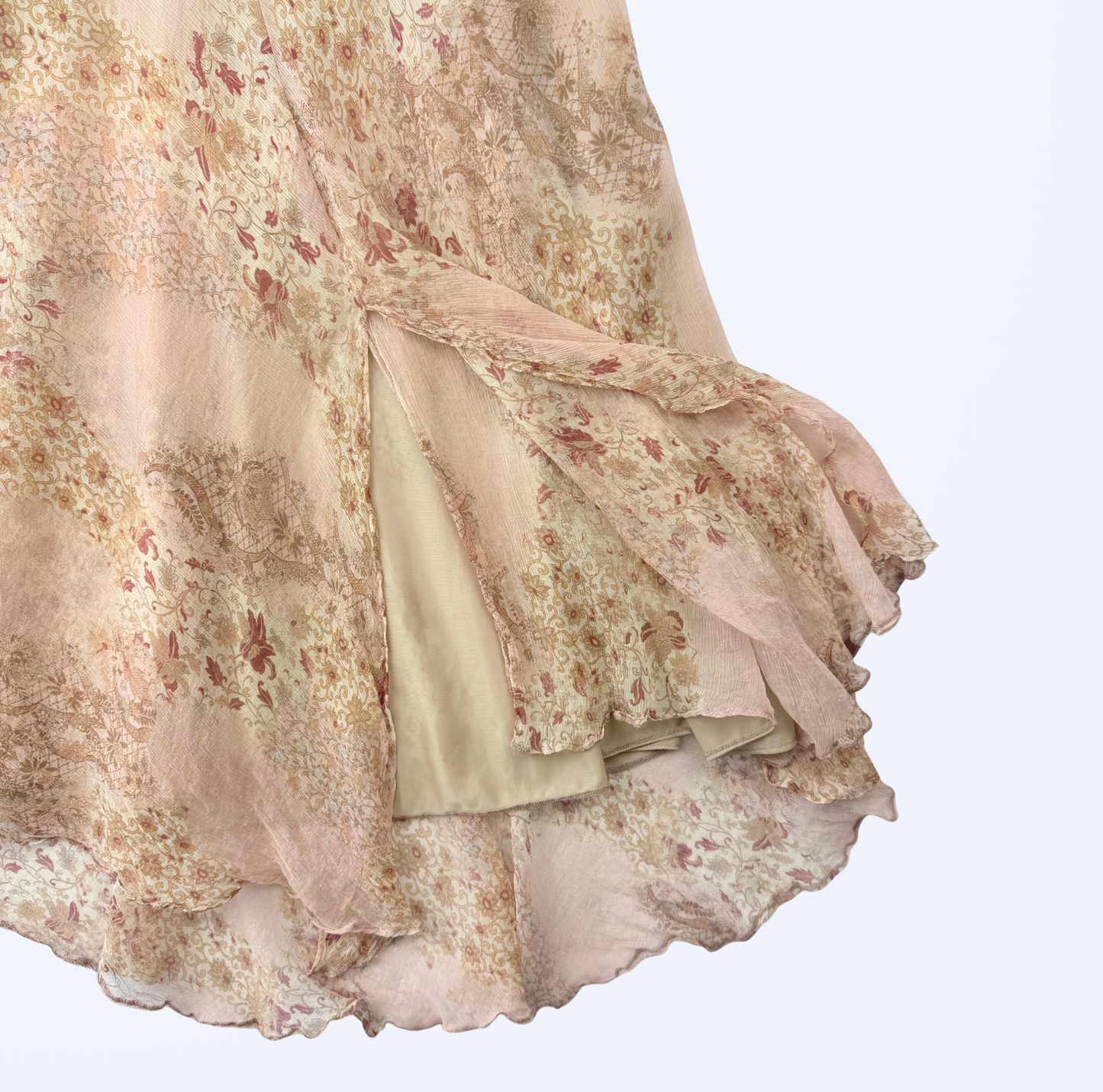 Koan Maxirock Seide Rosa Beige Teos Vintage Onlineshop