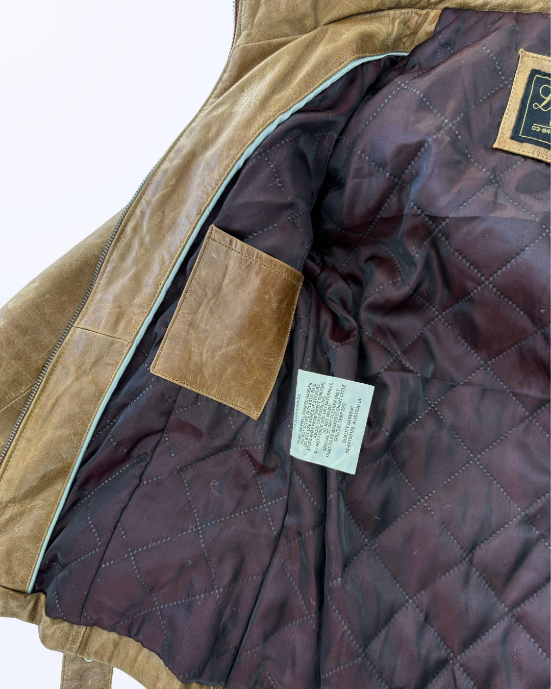 L Aurore Lederjacke hellbrauch abnehmbare Kapuze Fell Teos Vintage Onlineshop