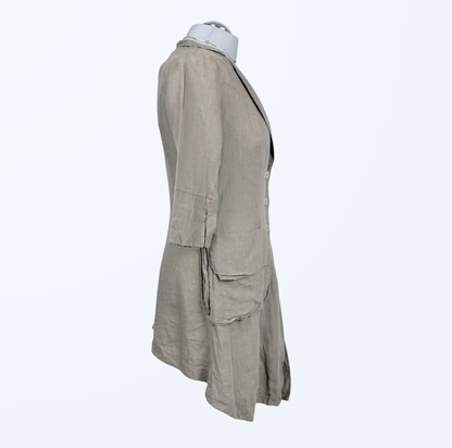 La Fee Leinenkleid Leinenjacke Leinenmantel taupe Naturstoff Teos Vintage