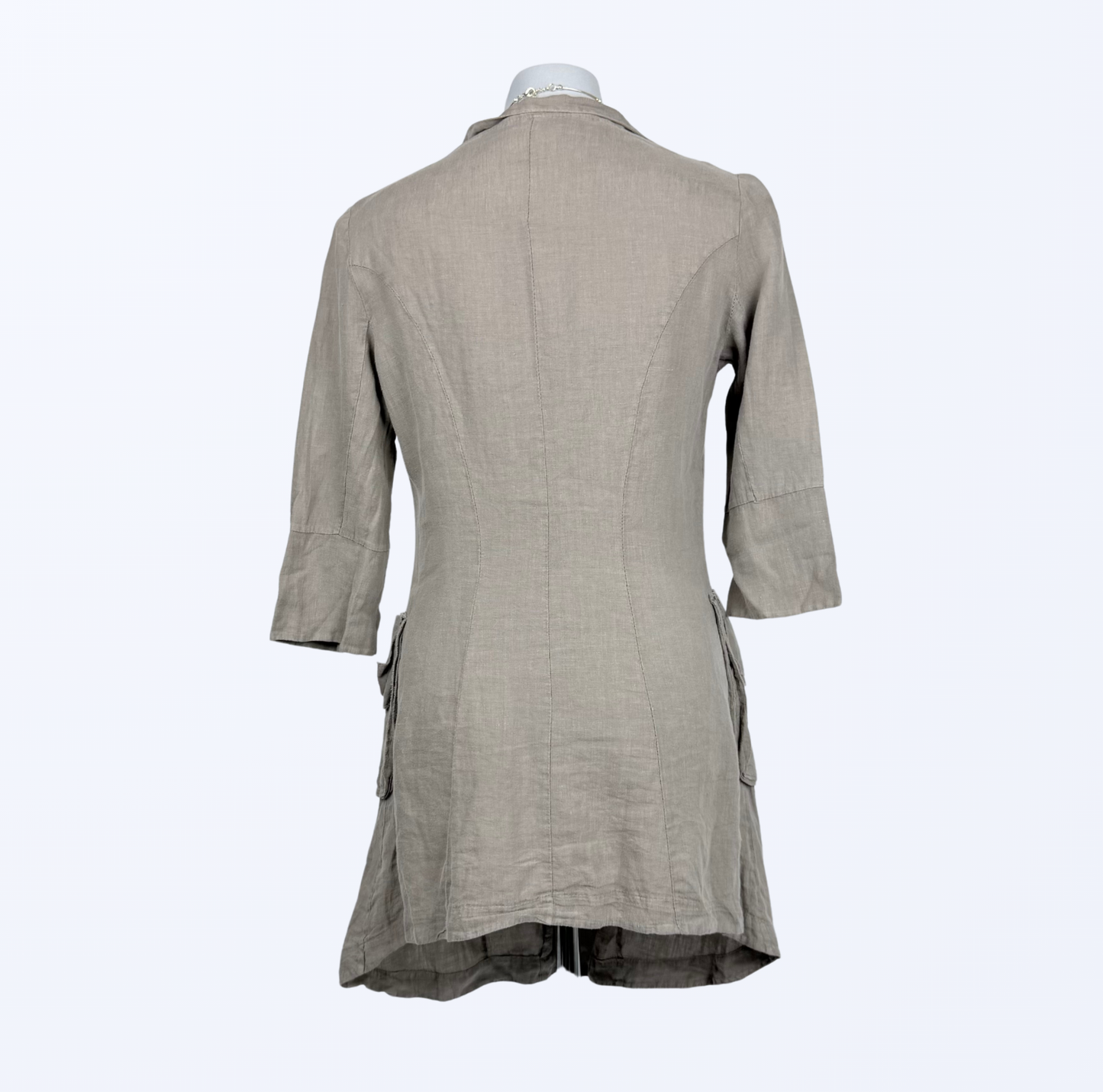 La Fee Leinenkleid Leinenjacke Leinenmantel taupe Naturstoff Teos Vintage