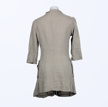 La Fee Leinenkleid Leinenjacke Leinenmantel taupe Naturstoff Teos Vintage