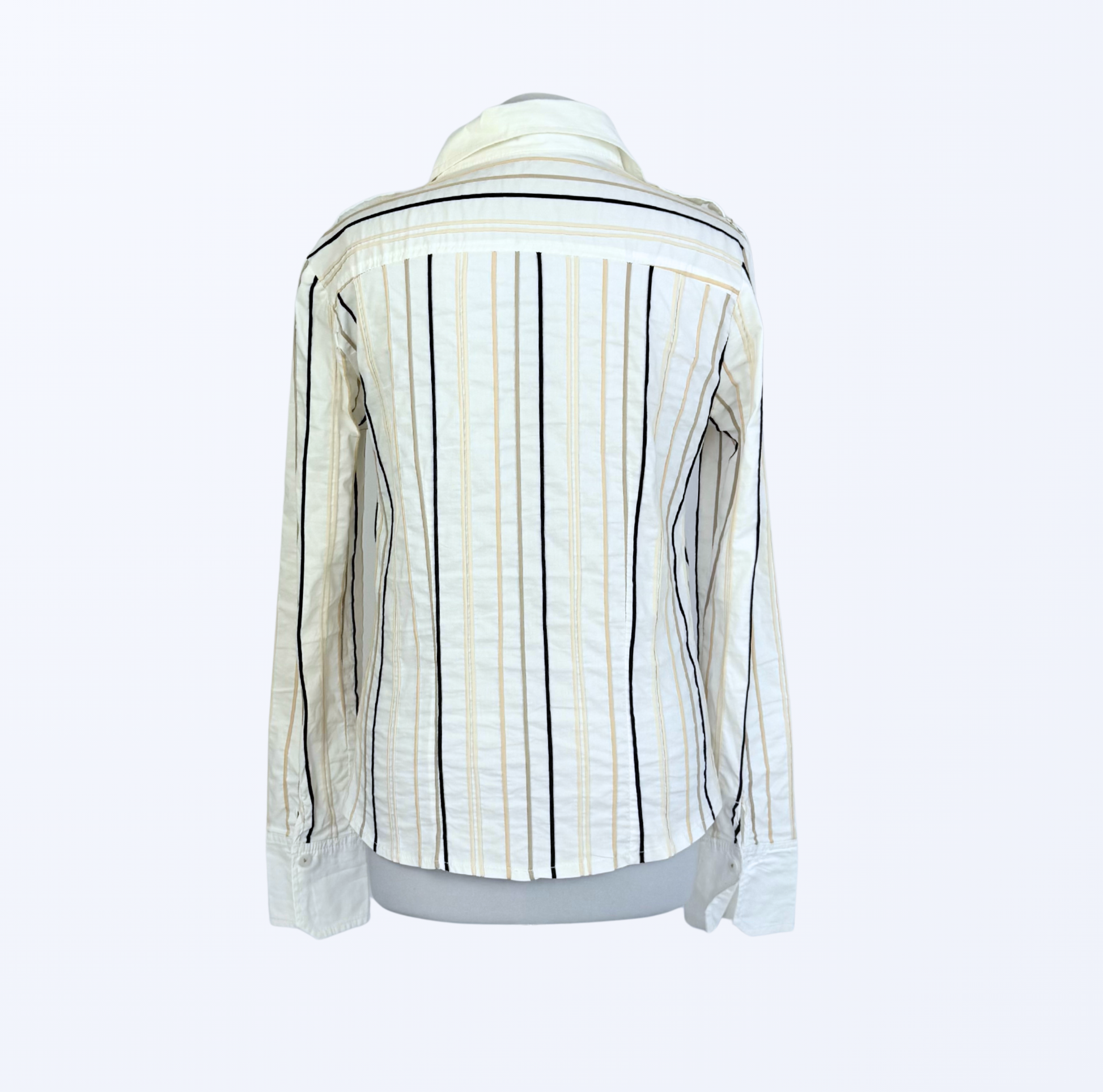 90s Style langarmbluse gestreift weiß beige Teos Vintage Onlineshop