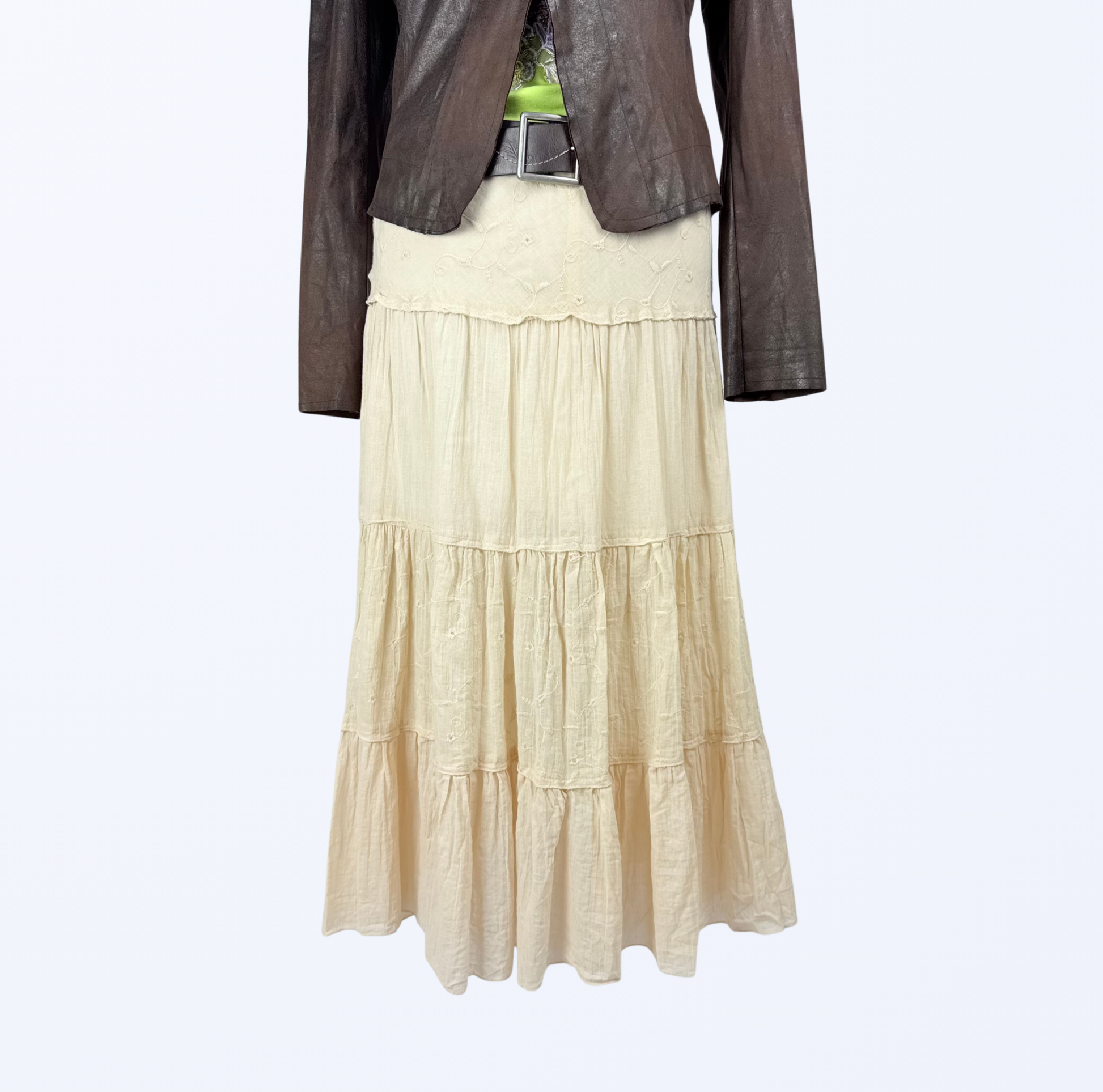Boho Rock creme beige festival Maxirock Teos Vintage Onlineshop