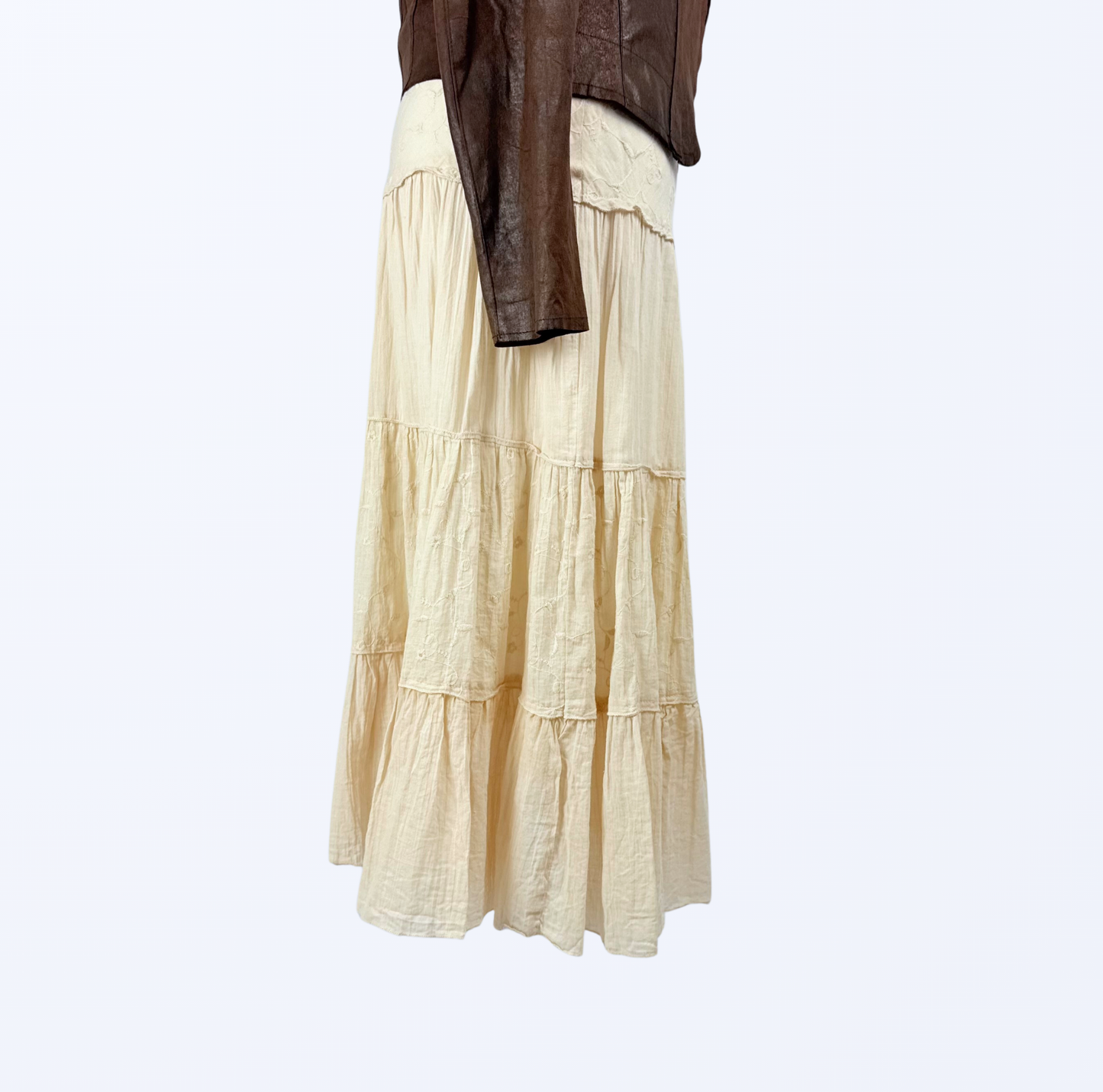 Boho Rock creme beige festival Maxirock Teos Vintage Onlineshop