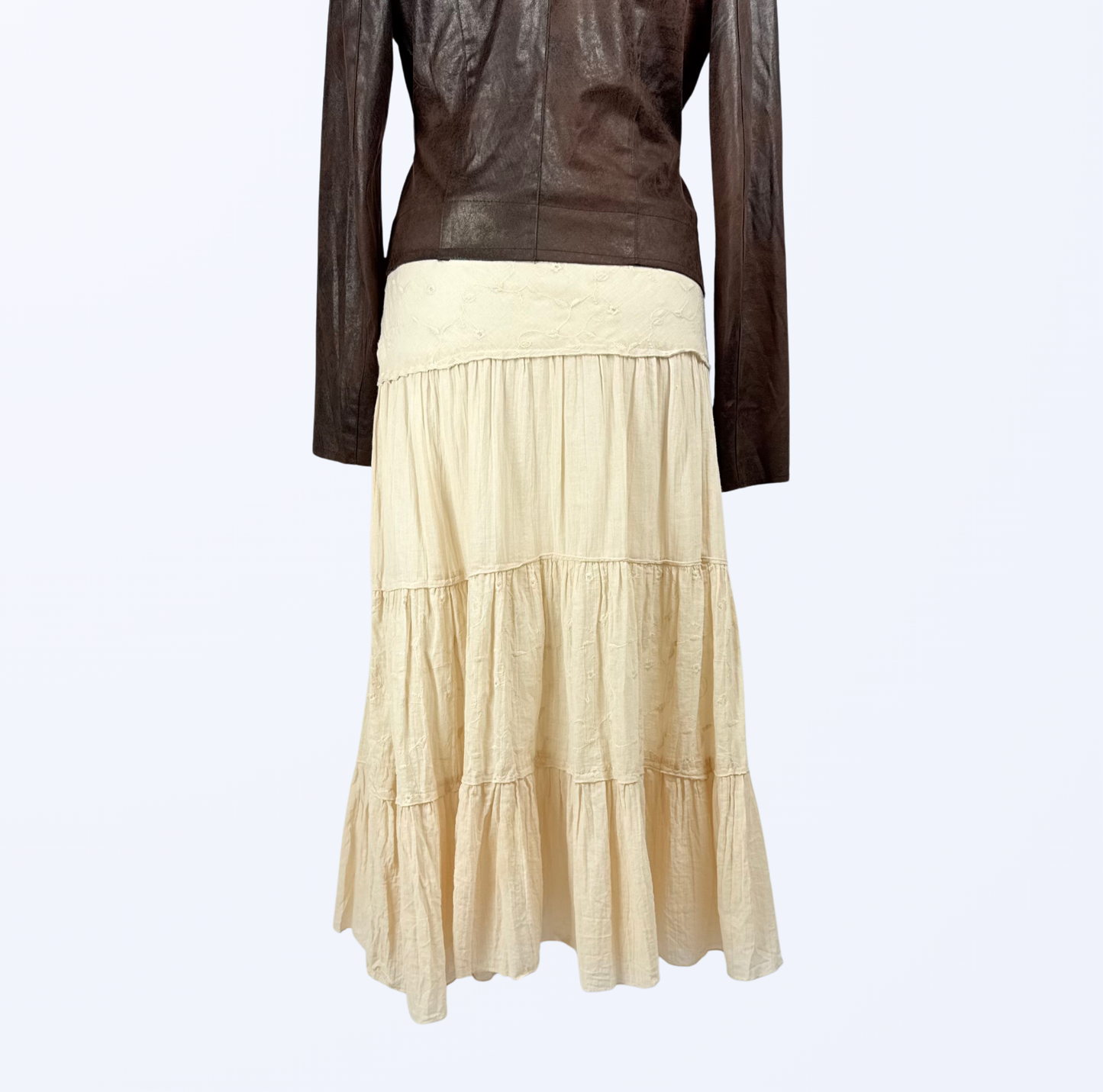 Boho Rock creme beige festival Maxirock Teos Vintage Onlineshop