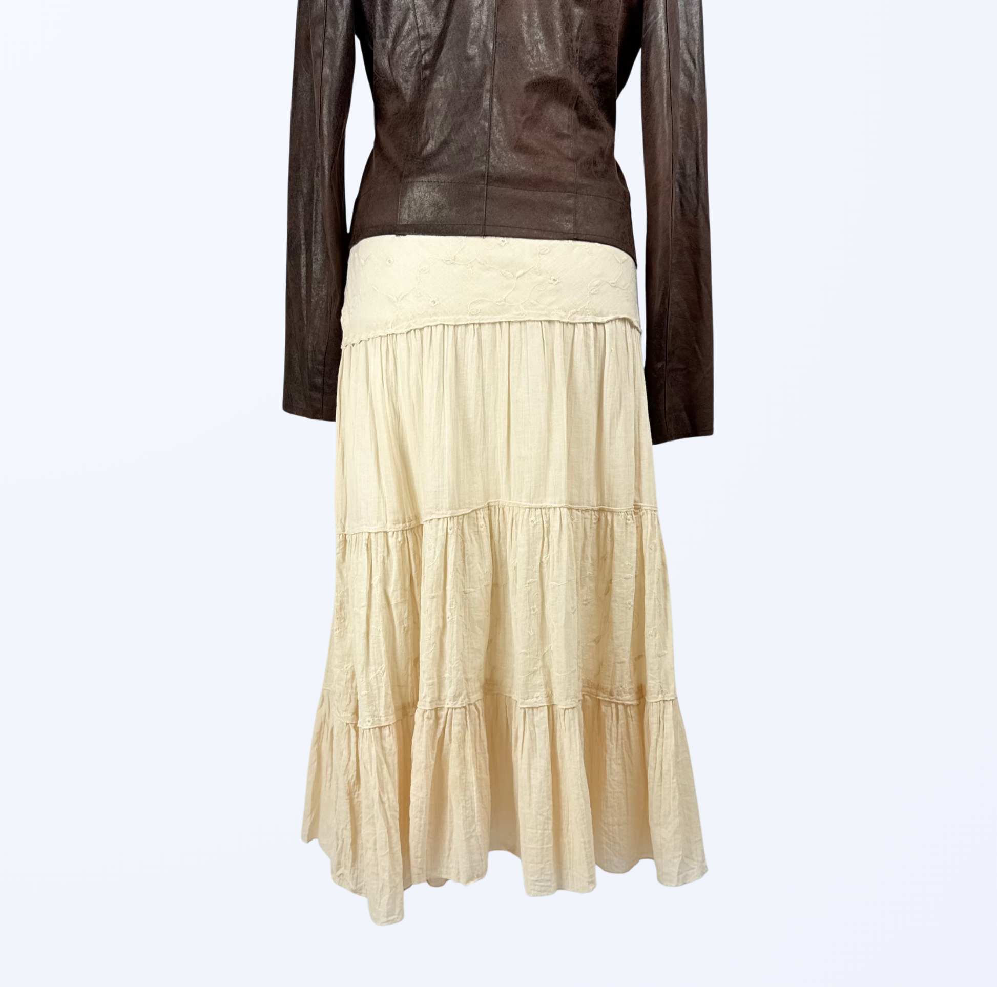 Boho Rock creme beige festival Maxirock Teos Vintage Onlineshop