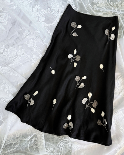 Lazzari & Co Midirock mit 3d Blumen Blumnapplikationen designer Second Hand italenische Designer