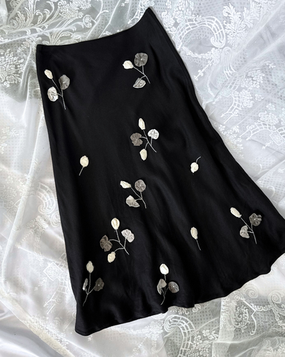 Lazzari & Co Midirock mit 3d Blumen Blumnapplikationen designer Second Hand italenische Designer