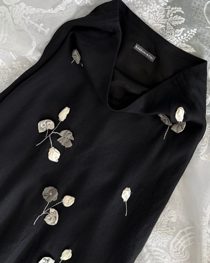 Lazzari & Co Midirock mit 3d Blumen Blumnapplikationen designer Second Hand italenische Designer
