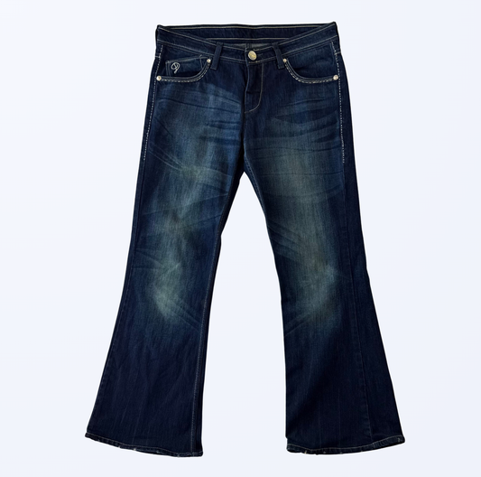 Levis Schlaghose Bootcut Flared Jeans dunkelblau besondere Back Pockets