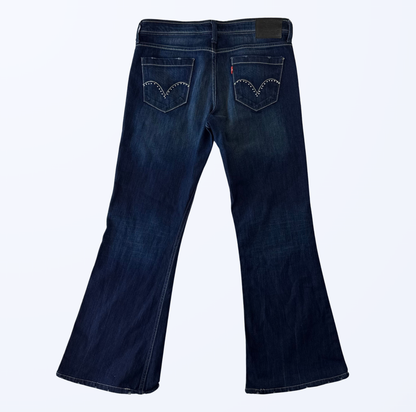 Levis Schlaghose Bootcut Flared Jeans dunkelblau besondere Back Pockets