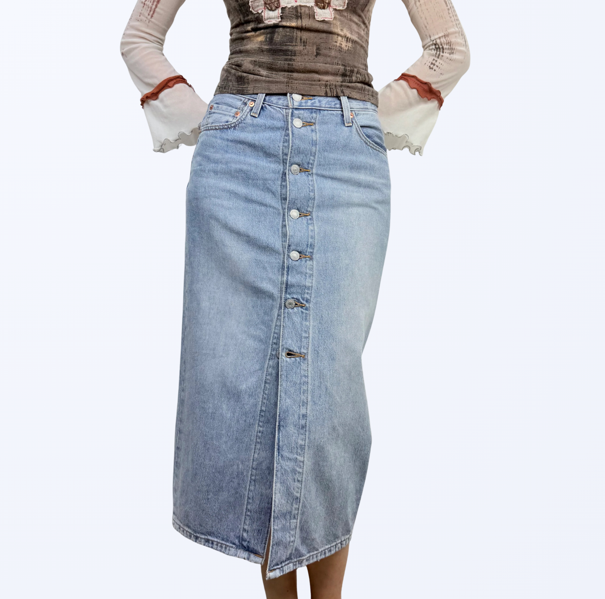 Levi‘s Premium Denim Midirock Retro Style Casual Chic Teos Vintage Onlineshop