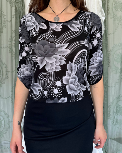 Longsleeve grau schwarz gemustert Whimsy Whimsical Whitchy 90s Style Teos Vintage Onlineshop