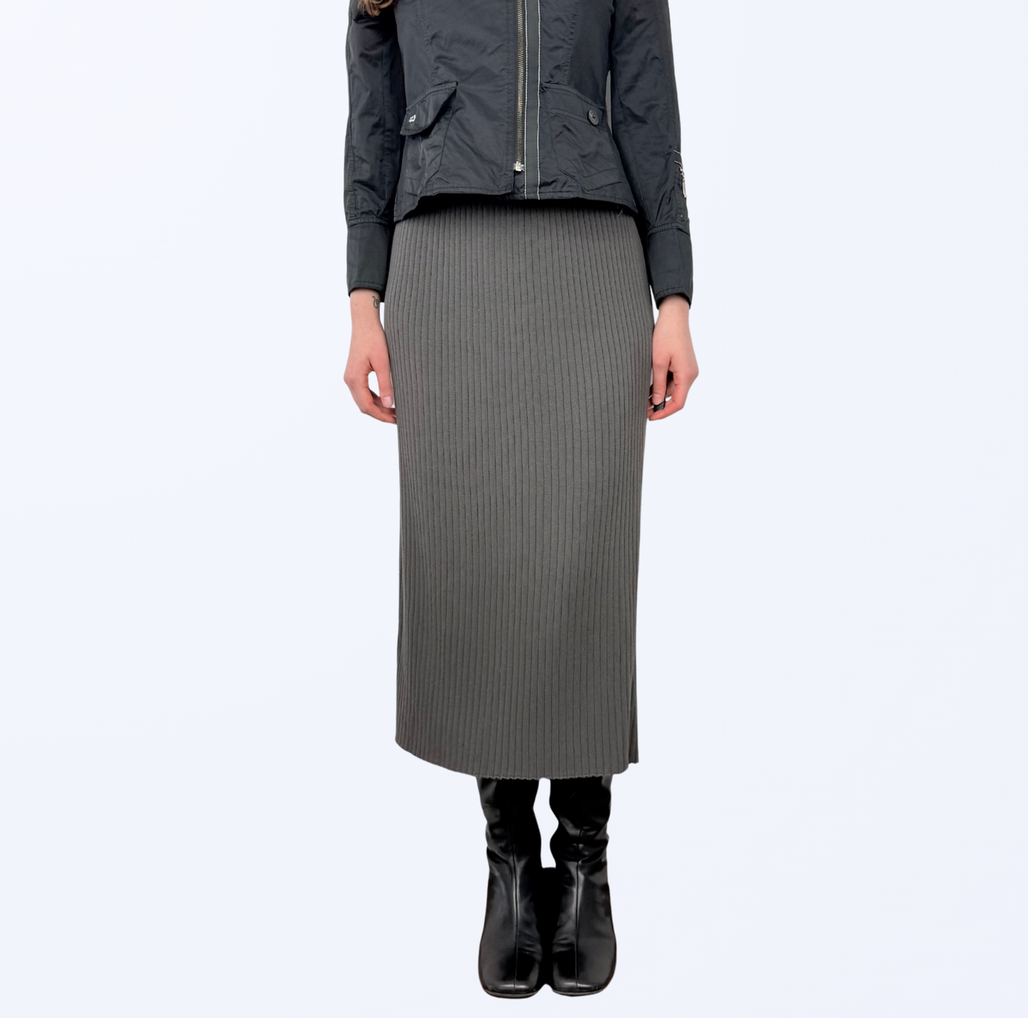Marc Cain Maxirock grau Strickoptik Teos vintage Onlineshop