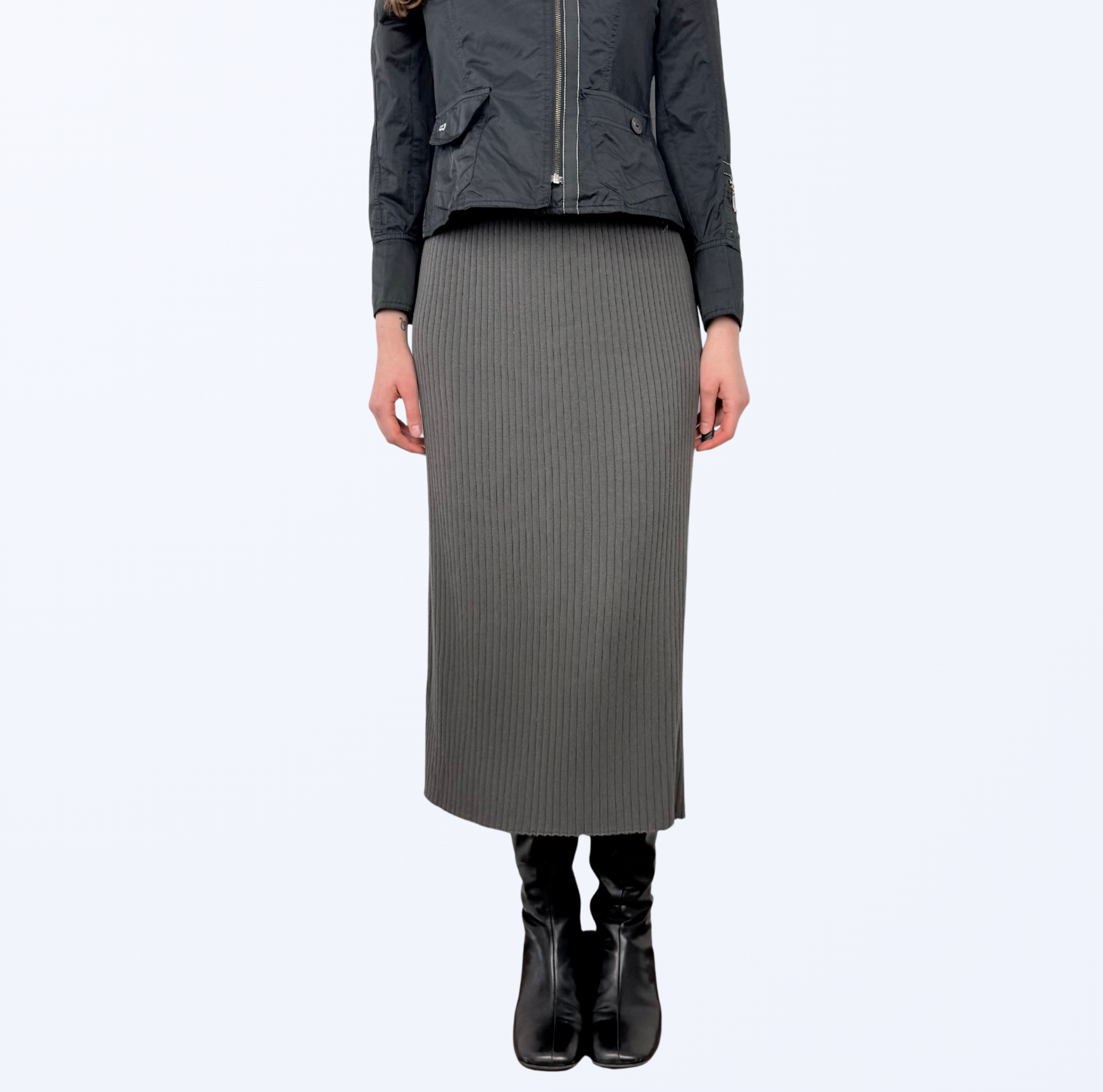 Marc Cain Maxirock grau Strickoptik Teos vintage Onlineshop