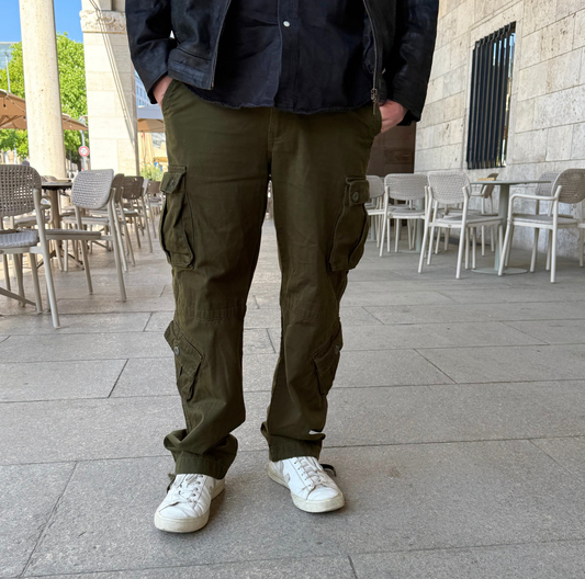 Matchstick Cargohose dunkelgrün Utility Street Style Teos Vintage