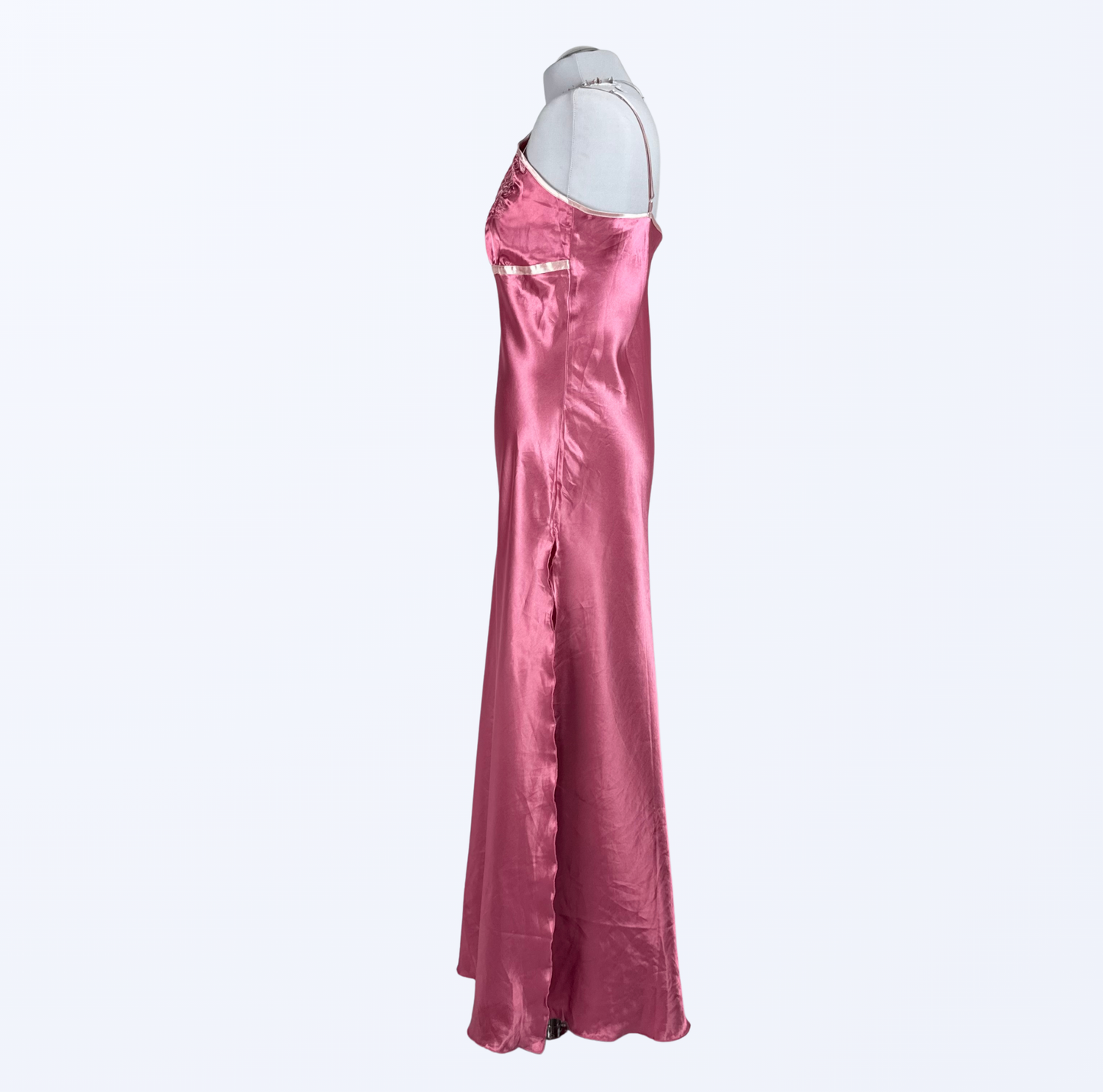 Maxi Slip Kleid Slip Dress mit Schlitz Stickereien Teos Vintage Onlineshop