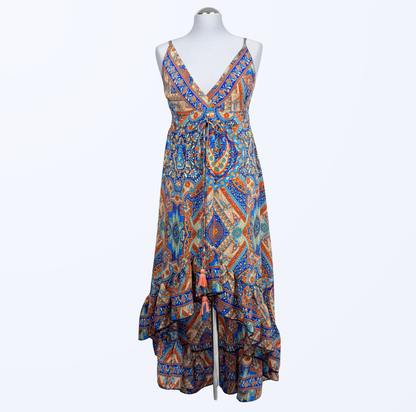 Vokuhila Kleid Ibiza Boho Fesitval Beach Strandurlaub Teos Vintage