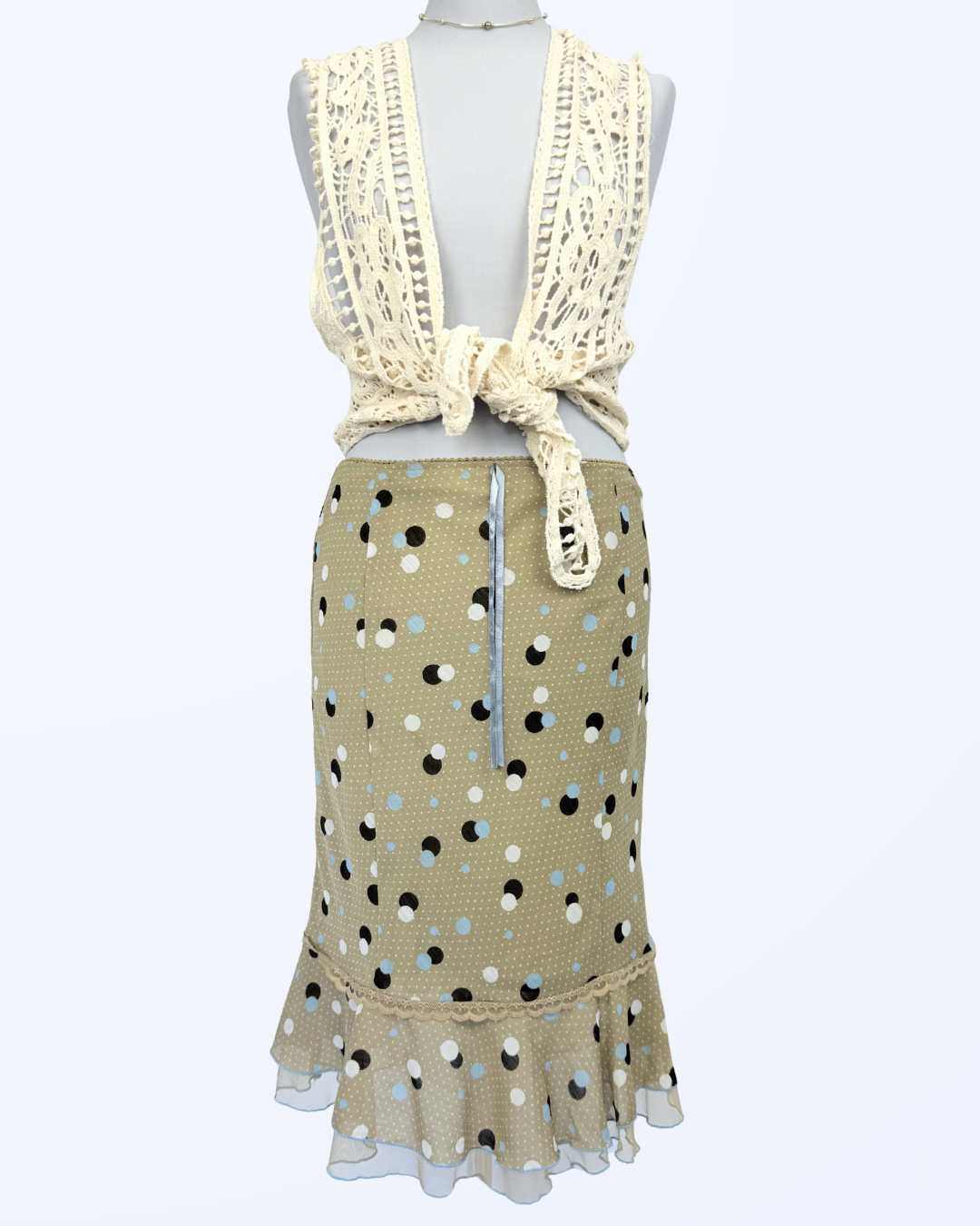 Midirock Punkte Polka Dots Sommerrock 90s Style Teos Vintage Onlineshop