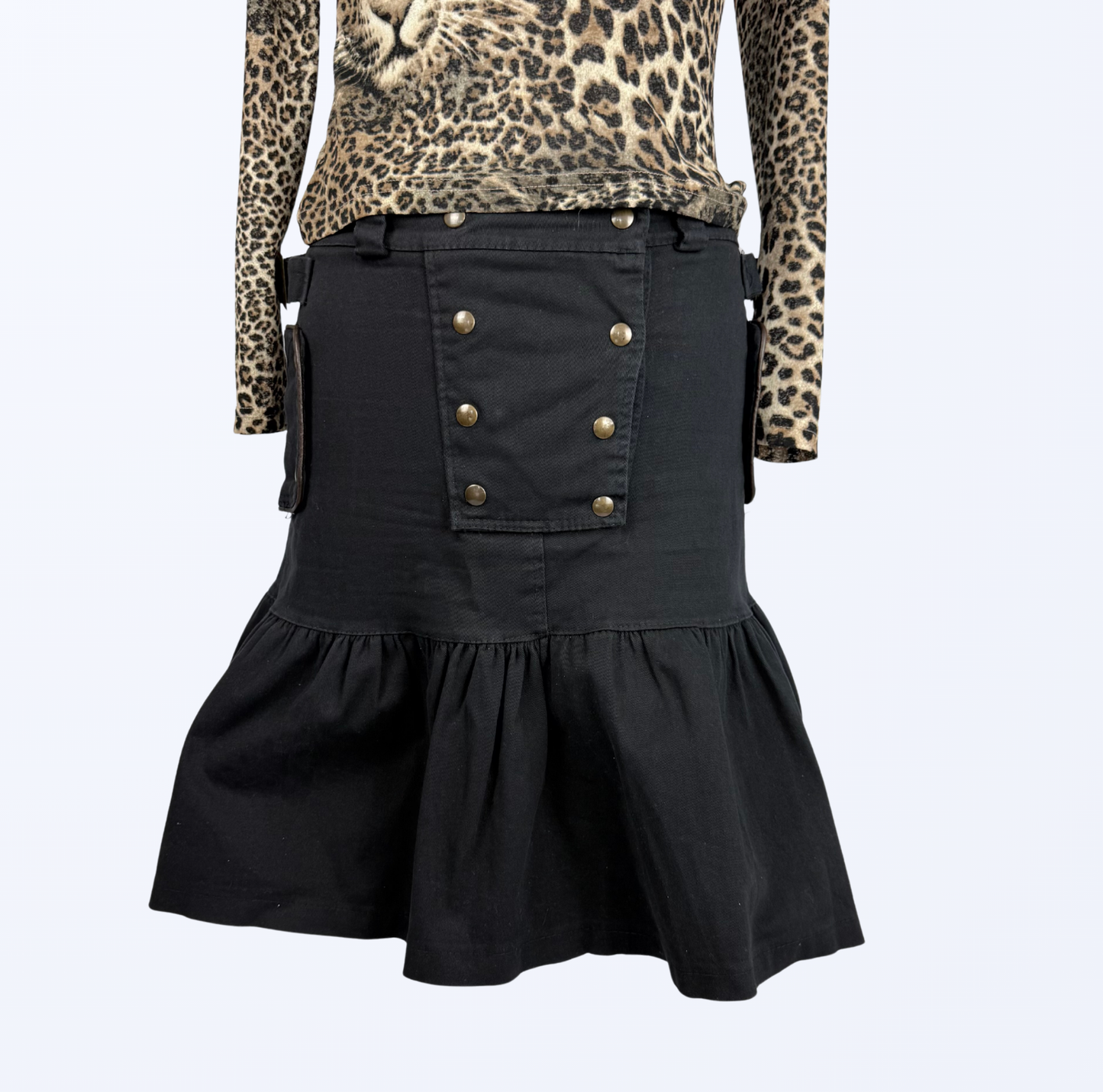 Minirock mit Knöpfen utility grunge 90s Teos Vintage Onlineshop