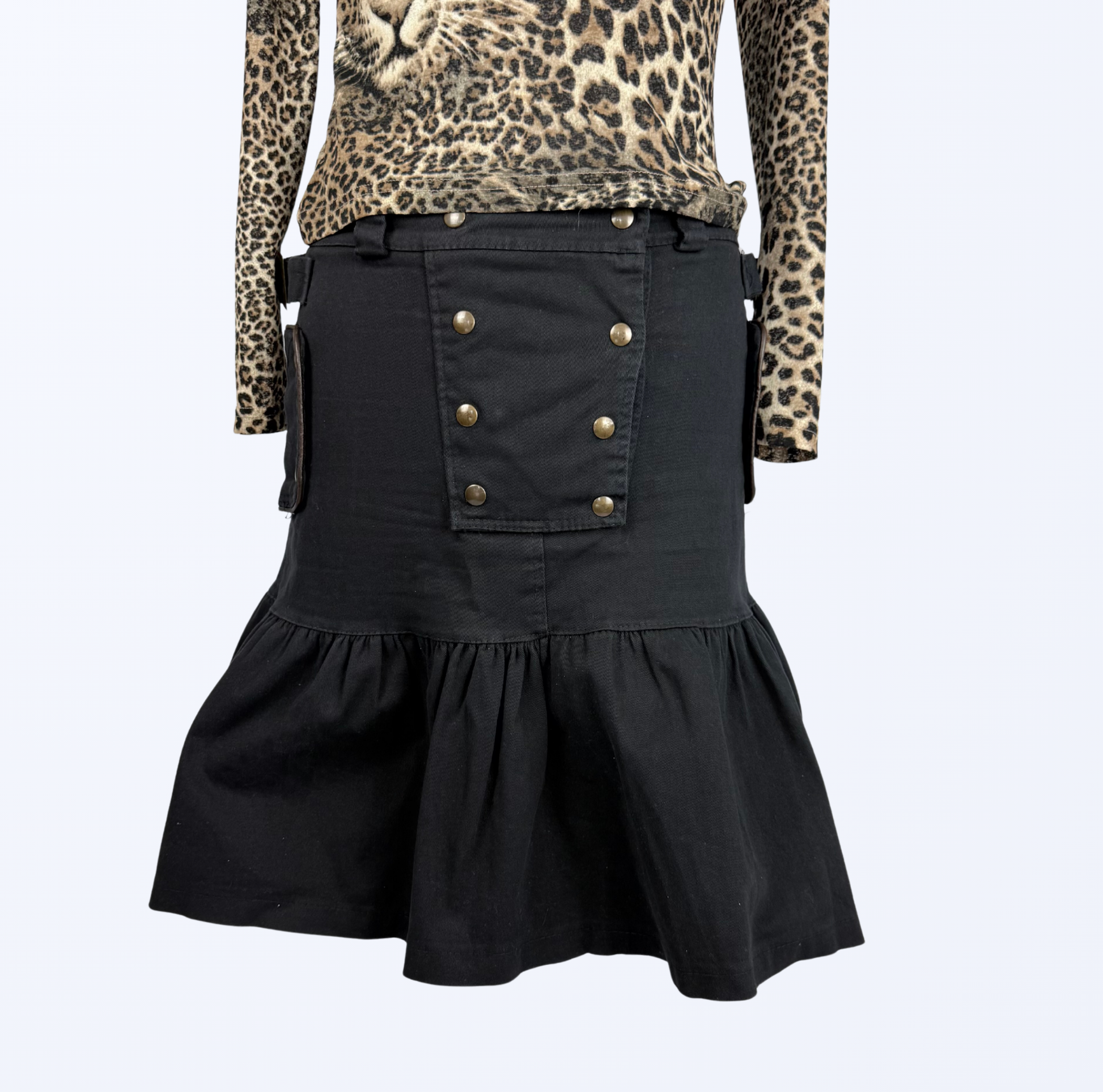 Minirock mit Knöpfen utility grunge 90s Teos Vintage Onlineshop
