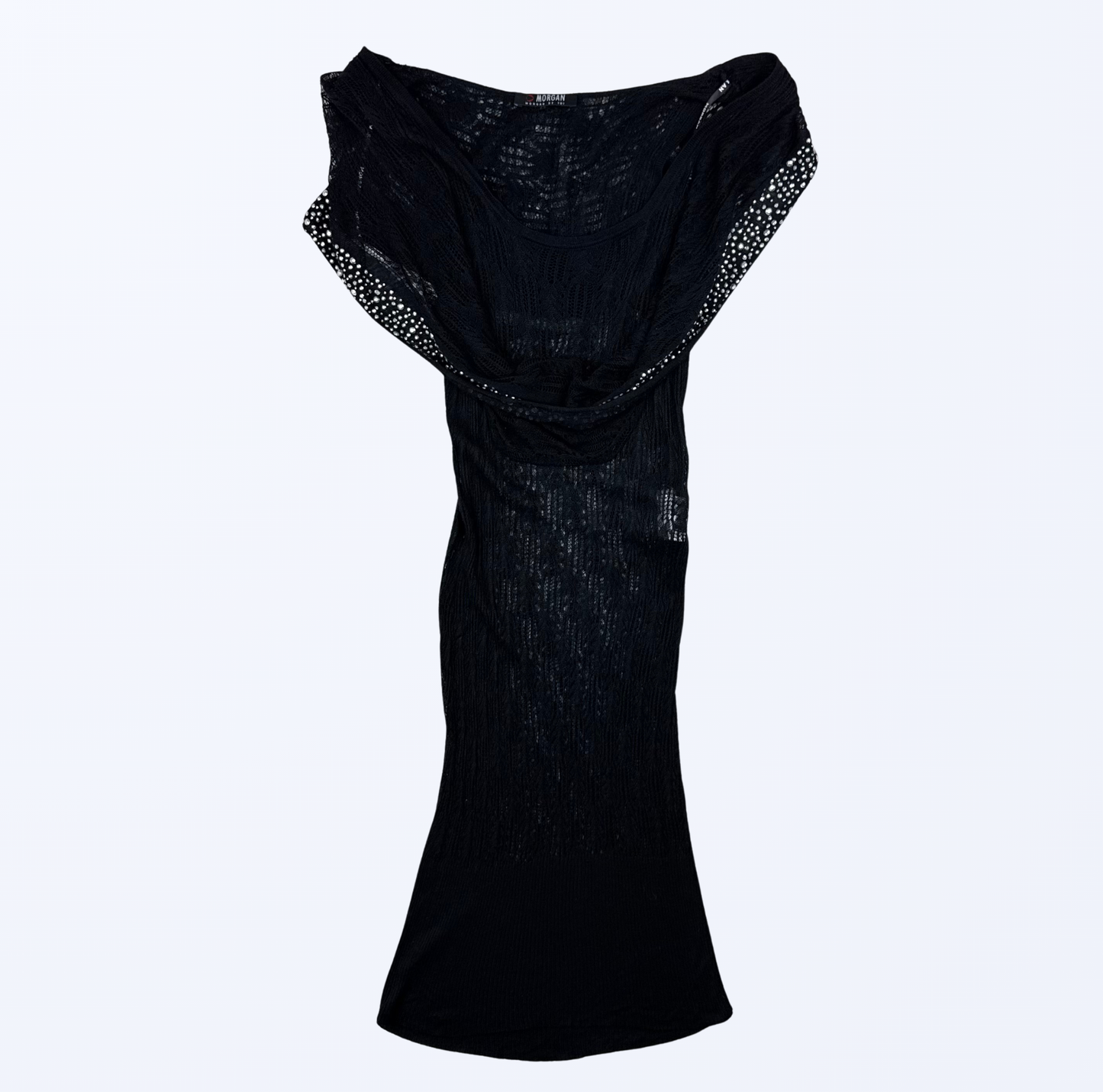 Morgan De Toi Kleid Semitransparent Pailletten schwarz Teos Vintage Onlineshop