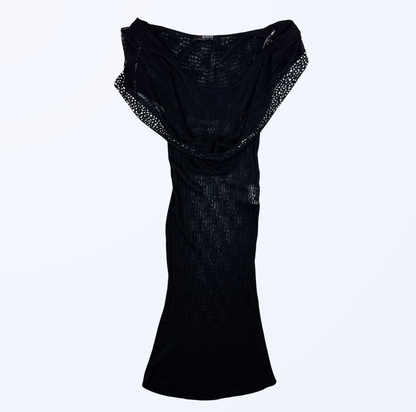 Morgan De Toi Kleid Semitransparent Pailletten schwarz Teos Vintage Onlineshop