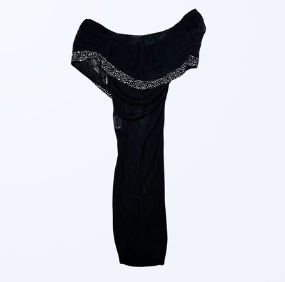 Morgan De Toi Kleid Semitransparent Pailletten schwarz Teos Vintage Onlineshop