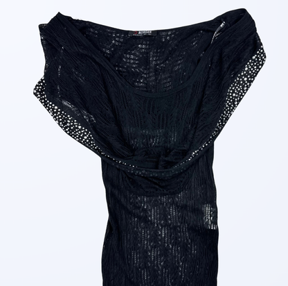 Morgan De Toi Kleid Semitransparent Pailletten schwarz Teos Vintage Onlineshop