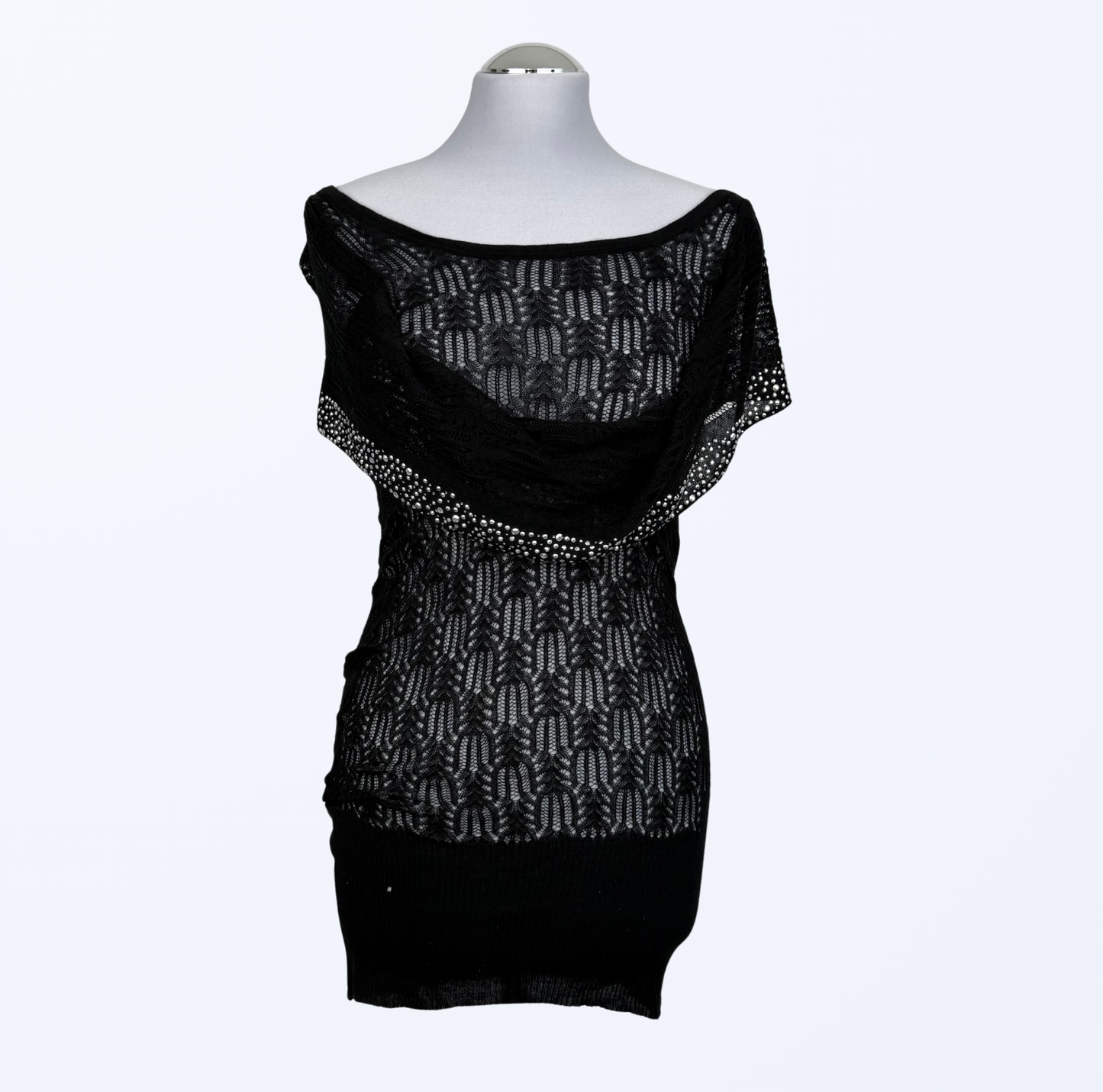 Morgan de toi Kleid Offshoulder Strasssteine Semitransparent y2k 2000s