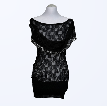 Morgan de toi Kleid Offshoulder Strasssteine Semitransparent y2k 2000s