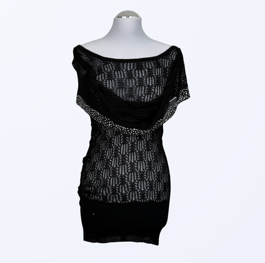 Morgan de toi Kleid Offshoulder Strasssteine Semitransparent y2k 2000s