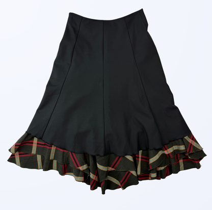 Asymmetrischer Rock kariert schwarz Layer Stil 